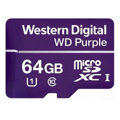 Imagen de MICRO SD WD PURPLE 64GB CLASE U1 PARA VIDEO VIGILANCIA