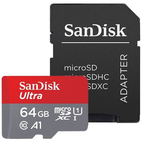 Imagen de TARJETA DE MEMORIA MICRO SD XC SANDISK ULTRA 64GB CLASE 10 A1 CON ADAPTADOR SD