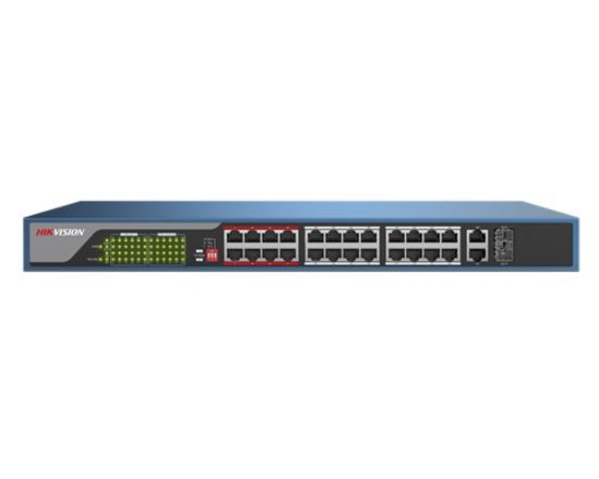 Imagen de SWITCH HIKVISION DE 24 PUERTOS POE+ 10/100 + 2 GIGABIT + 2 SFP METALICO