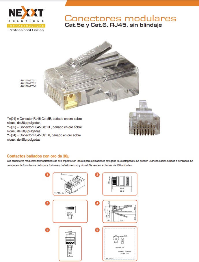 Conectores Rj45 Nexxt Cat6 100 Unidades : Precio Guatemala