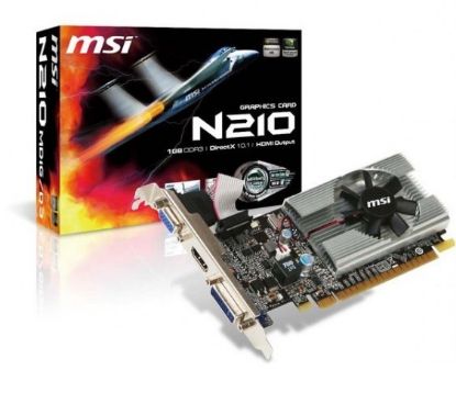 Imagen de TARJETA DE VIDEO MSI GEFORCE NVIDIA N210 DDR3 1GB DVI HDMI VGA	