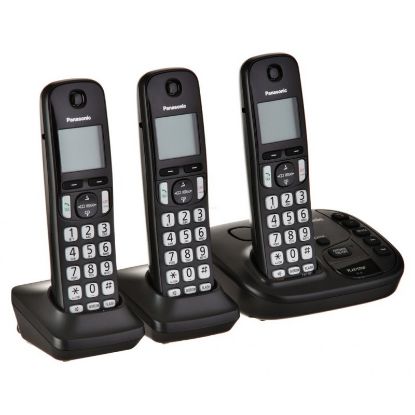 Imagen de TELEFONO PANASONIC KX-TGD223 INALAMBRICO 3x1 DECT 6.0 C-ID ALTAVOZ - CONTESTADOR - NEGRO	