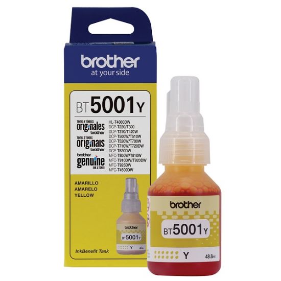 Imagen de BOTELLA DE TINTA BROTHER BT5001Y AMARILLO A 48.8ML PARA T310 T510W T520W T710W T720DW T910DW T920W T420W