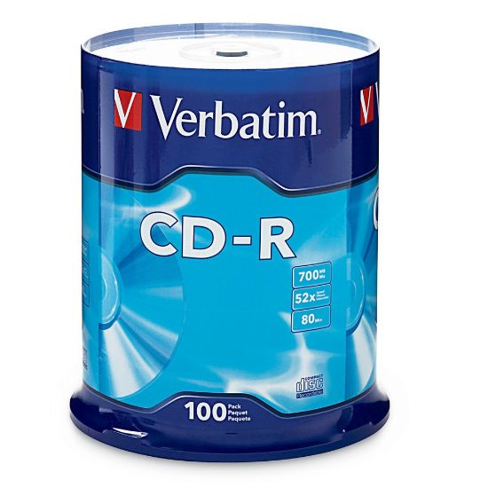 Imagen de CD-R 80MIN/700MB 52X VERBATIM - TORRE DE 100 UNIDADES