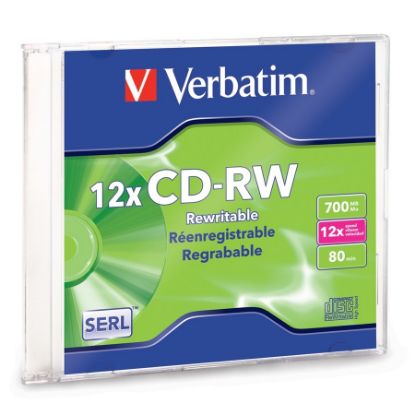 Imagen de CD-RW 12X VERBATIM ALTA VELOCIDAD - CAJA DELGADA 20 UNIDADES