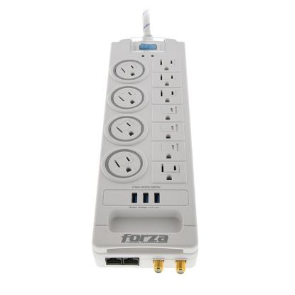 Imagen de REGLETA PROTECTOR TENSION 1800J/ 1750W, 11 SALIDAS, USB, RJ45 & COAXIAL - 120V/240V