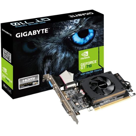 Imagen de TARJETA DE VIDEO GIGABYTE GEFORCE NVIDIA GT710 DDR3 2GB DVI HDMI VGA