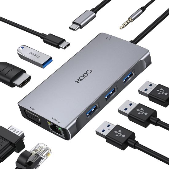 Imagen de HUB 9 EN 1 USB C PARA APPLE USB 3.0 - HDMI 4K - VGA - LAN - 3.5MM