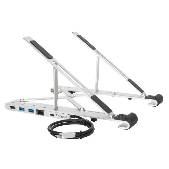 Picture of SOPORTE PORTÁTIL CON BASE PARA LAPTOP 10" - 15.6" AJUSTABLE - ALUMINIO  USB C + HUB USB C 100W - 2 USB - LAN - HDMI 