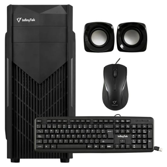 Imagen de KIT CASE COMBO INFNYTEK 5200 ATX TECLADO - MOUSE -PARLANTE - FUENTE 800W