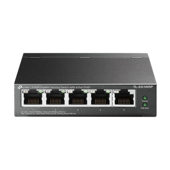 Imagen de SWITCH ETHERNET DE ESCRITORIO TP-LINK SG-1005P CON 5 PUERTOS GIGABIT 4 POE