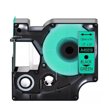 Imagen de CINTA GENERICA PARA DYMO D1 45019 12MM X 7M NEGRO - VERDE 