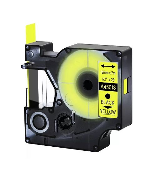 Imagen de CINTA GENERICA PARA DYMO D1 45018 12MM X 7M NEGRO - AMARILLO