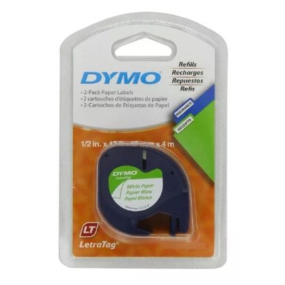 Imagen de CINTA DE PAPEL DYMO LETRATAG ORIGINAL 10697  12MM X 4M NEGRO - BLANCA PACK DE 2