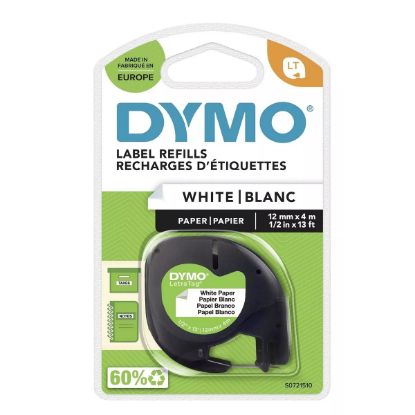 Imagen de CINTA DE PAPEL DYMO LETRATAG ORIGINAL 10697 12MM X 4M NEGRO - BLANCA