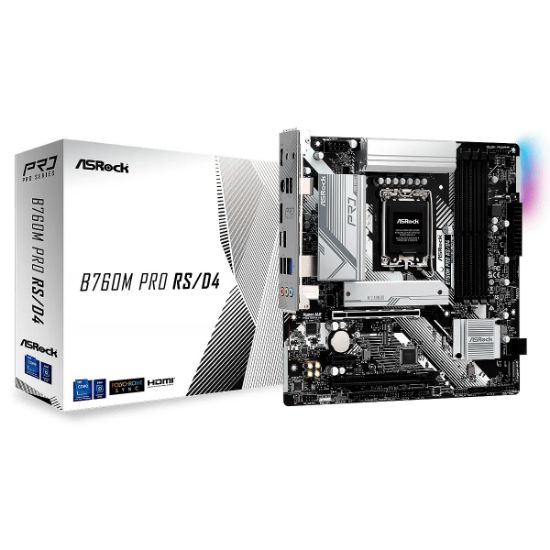 Imagen de MAINBOARD ASROCK B760M PRO RS/D4 4X DDR4 WIFI 4SATA3 LGA1700 12VA Y 13VA GEN