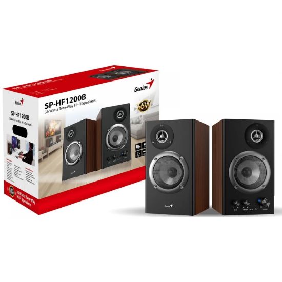 Imagen de PARLANTE DE MADERA GENIUS SP-HF1200B - POTENCIA 36W - RMS - 2.0 - CON CONTROL VOLUMEN