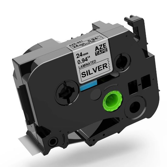 Imagen de CINTA GENERICA LAMINADA BROTHER TZE-M951 24MM - 8M PLATEADA MATE-BLANCO