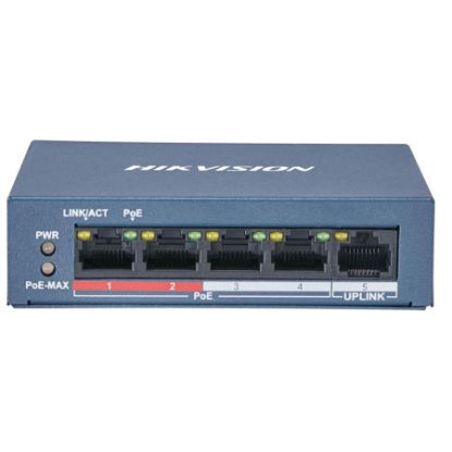 Imagen de SWITCH ETHERNET PARA ESCRITORIO DE 5 PUERTOS 10/100 4X RJ45 POE + 1X RJ45  HIKVISION DS-3E0105P-E/M(B)