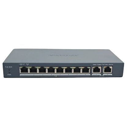 Imagen de SWITCH ETHERNET PARA ESCRITORIO DE 10 PUERTOS 8X RJ45 GIGABIT POE + 2X RJ45 GIGABIT  HIKVISION DS-3E1510P-EI/M