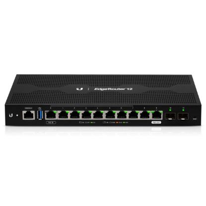 Imagen de ROUTER UBIQUITI ER-12 EDGEROUTER 10 PUERTOS GIGABIT + 2 PUERTOS SFP QUAD CORE