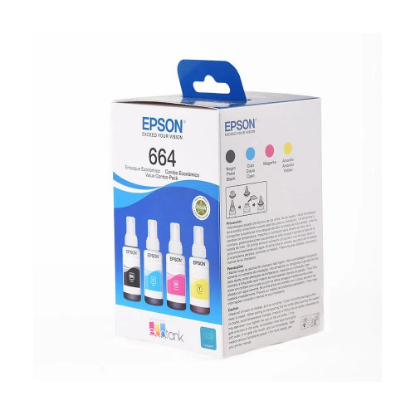 Imagen de PACK DE TINTAS ORIGINALES EPSON T664 COMBO 4 COLORES - BLACK - CYAN - MAGENTA - YELLOW