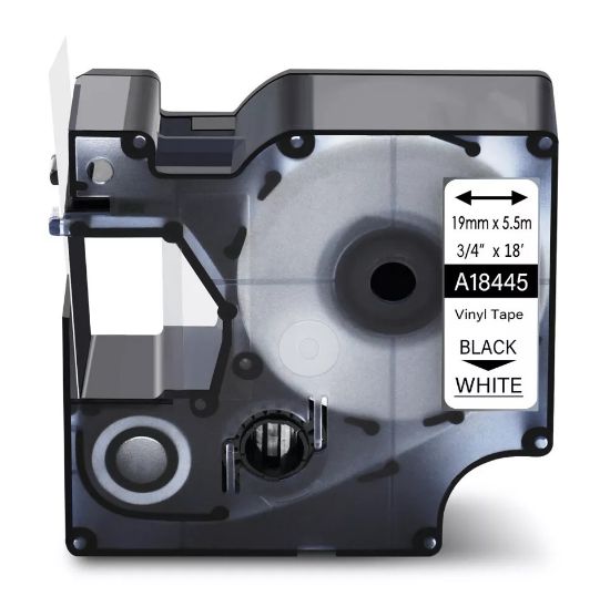 Imagen de CINTA GENERICA DYMO VINYL WHITE/BLACK 19MM 3/4 RHINO 18445