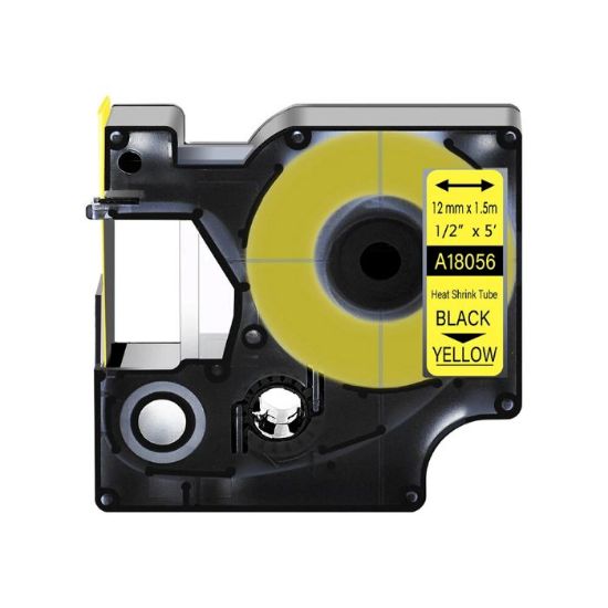 Imagen de CINTA GENERICA TERMOENCOGIBLE PARA DYMO RHINO 4200/5200/6000 18056 12MM X 1.5M AMARILLO - NEGRO