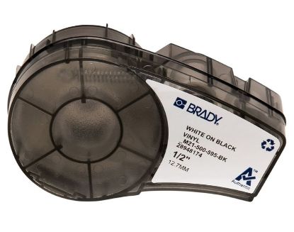 Imagen de CINTA ORIGINAL PARA BRADY VINYL M21-500-595-BK 1/2 12.7MM - 6.4M BLANCO - NEGRO