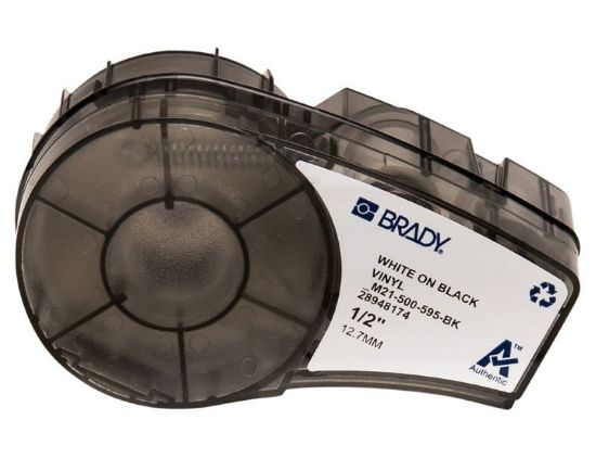 Imagen de CINTA ORIGINAL PARA BRADY VINYL M21-500-595-BK 1/2 12.7MM - 6.4M  NEGRO - LETRA BLANCA