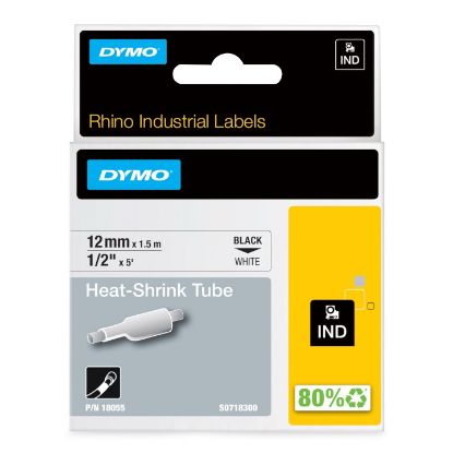 Imagen de CINTA ORIGINAL TERMOENCOGIBLE DYMO RHINO 4200/5200/6000 18055 12MM X 1.5M BLANCA	