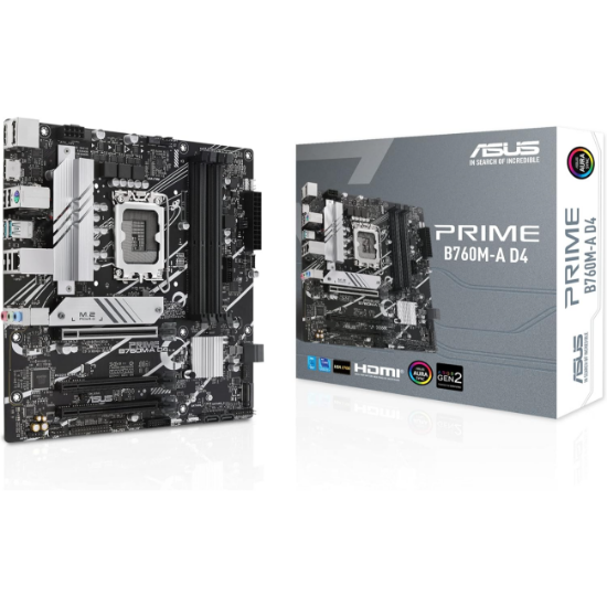 Imagen de MAINBOARD ASUS PRIME B760M-A D4 CSM LGA1700 13VA 14VA ATX PCIE 4.0 