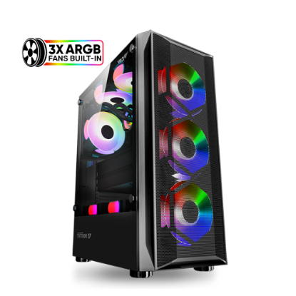 Imagen de CASE CHASIS ARMAGGEDDON TRITRON 2 CON PANEL DE VIDRIO TEMPLADO IMP - 3 VENTILADORES