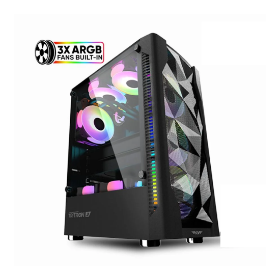 Imagen de CASE CHASIS ARMAGGEDDON TRITRON 3 CON PANEL VIDRIO TEMPLADO - 3 VENTILADORES