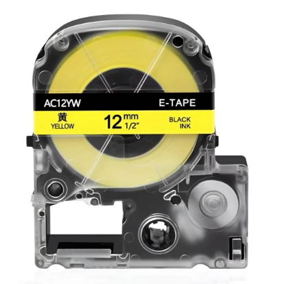 Imagen de CINTA ETIQUETA GENERICA AMARILLA 12MM 8M PARA EPSON LABELWORKS LW-400 LW-300 LW-700