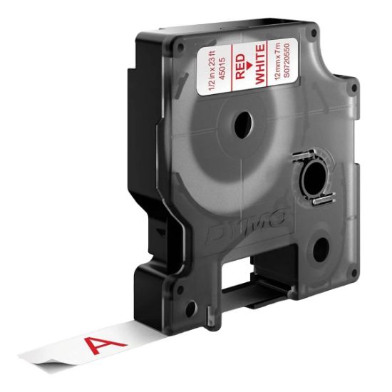 Imagen de CINTA ORIGINAL DYMO D1 45015 12MM X 7M BLANCA LETRA ROJA