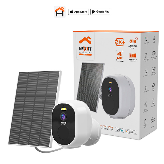 Imagen de CAMARA DE VIGILANCIA WIFI NEXXT - CON PANEL SOLAR - INTERIOR O EXTERIOR - 4MP - 2K - VISION NOCTURNA