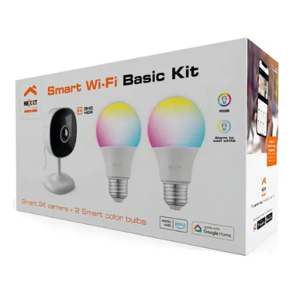 Imagen de KIT BASICA NEXXT SMART CAMARA + DOS BOMBILLAS INTELIGENTES - WIFI - LED MULTICOLOR - 110V
