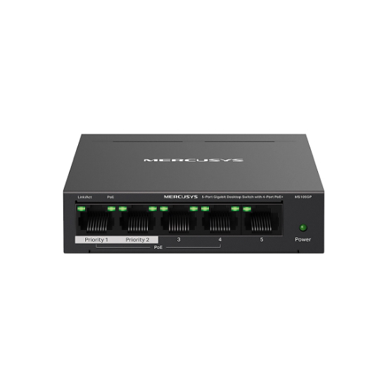 Picture of SWITCH MERCUSYS MS105GP 5 PUERTOS GIGABIT - 4 POE - METAL