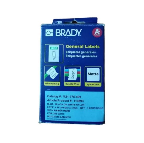 Imagen de CINTA ORIGINAL BRADY M21-375-499 NYLON BLANCO 9.5MM 3/8  4.9 METROS