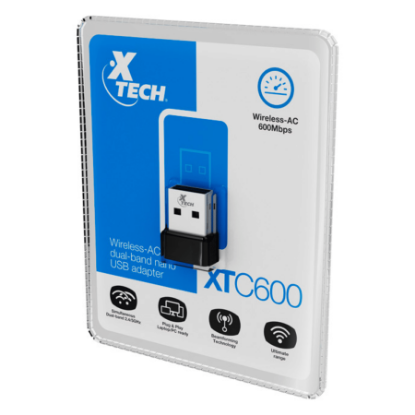 Imagen de ADAPTADOR USB XTECH NANO INALAMBRICO AC DOBLE BANDA USB 2.0