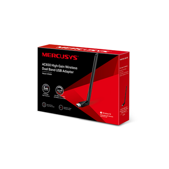 Imagen de ADAPTADOR INALAMBRICO DE RED MERCUSYS MU6H - AC650 - USB DUAL BAND - ANTENA ALTA GANANCIA