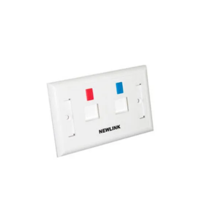 Imagen de PLACA DE PARED NEWLINK 2 PUERTOS TAPA BLANCA