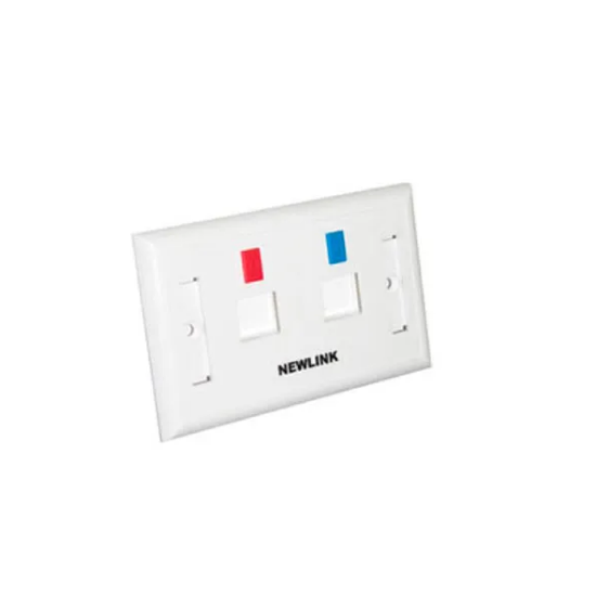 Imagen de PLACA DE PARED NEWLINK 2 PUERTOS TAPA BLANCA