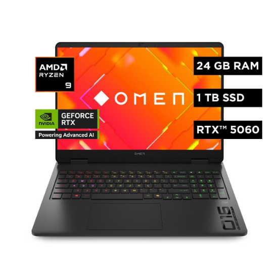 Imagen de LAPTOP GAMER HP OMEN 16" AMD RYZEN 9 8940HX - 24GB RAM DDR5 - 1TB SSD - RTX 5060 - WIN11 HOME 