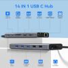 Imagen de HUB 14 EN 1 PARA APPLE USB C ABIWAZY USB 3.0 - HDMI - VGA – RJ45 - 3.5MM