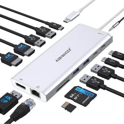 Imagen de HUB 14 EN 1 PARA APPLE USB C ABIWAZY USB 3.0 - HDMI - DP - RJ45 - 3.5MM