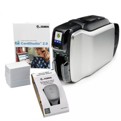 Imagen de IMPRESORA DE CREDENCIALES ZEBRA ZC300 TRANSFERENCIA TERMICA, 1 CARA, 300 X 300DPI, USB 2.0 - LAN, WINDOWS DRIVER, CARDSTUDIO 2.0 (STANDARD) APPLICATION,200 PVC CARDS, YMCKO RIBBON (200 IMAGES)