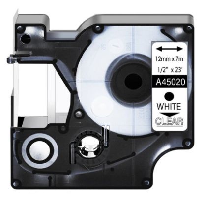 Imagen de CINTA GENERICA PARA DYMO D1 45020 12MM X 7M TRANSPARENTE - LETRA BLANCA
